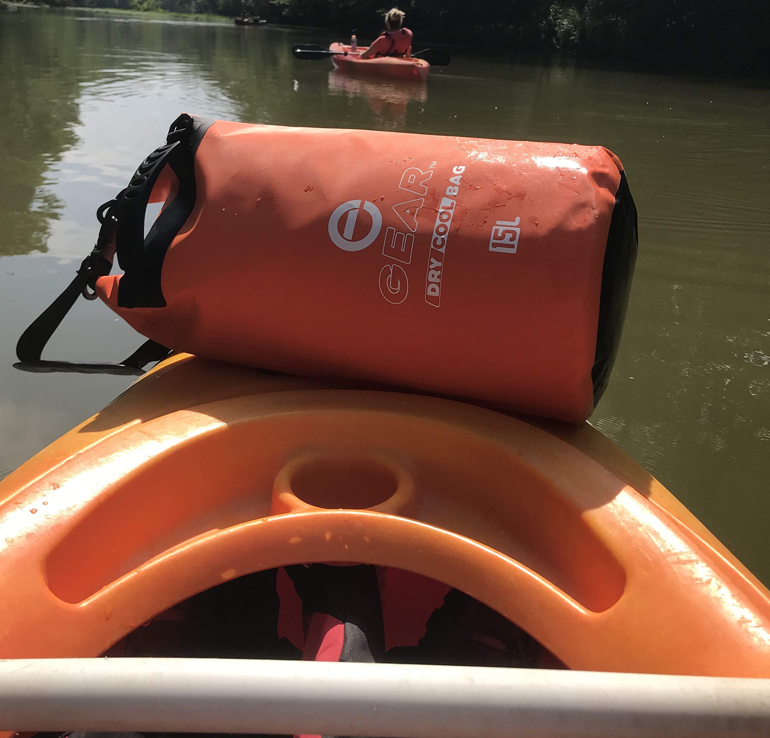 Enthusiast Gear Insulated Dry Bag Cooler | Waterproof Cooler for Kayaking, Hiking, Lunch, Fishing, and Beach – Leak Proof, Waterproof, Collapsible, with Padded Shoulder Strap (15L) - Orange