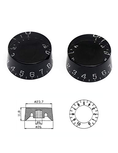 Metallor Electric Guitar Top Hat Knobs Speed Volume Tone Control Knobs Compatible with Les Paul LP Style Electric Guitar Parts Replacement Set of 4Pcs Black.