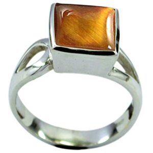 Gemsonclick CHOOSE YOUR GEMSTONE COLOR Real Square Shape Silver Rings For Women Chakra Healing Handcrafted Size 5-12