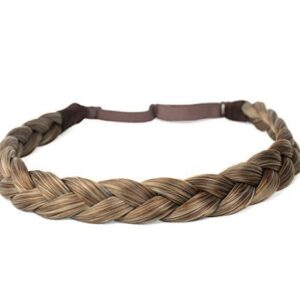 DIGUAN Synthetic Hair Braided Headband Classic Chunky Wide Plaited Braids Elastic Stretch Hairpiece Women Girl Beauty accessory, 55g aHairBeauty (#Caramel Blonde)