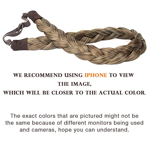 DIGUAN Synthetic Hair Braided Headband Classic Chunky Wide Plaited Braids Elastic Stretch Hairpiece Women Girl Beauty accessory, 55g aHairBeauty (#Caramel Blonde)