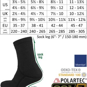 281Z Hiking Warm 6 inch Liners Boot Socks - Military Tactical Outdoor Sport - Polartec Fleece Winter Socks (Large, Black)