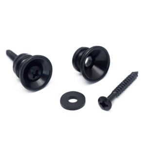 Metallor Guitar Strap Locks and Buttons End Pins with Mounting Screws and Washers for Electric Guitar Bass Acoustic Guitar Ukulele Mandolin. (Black)