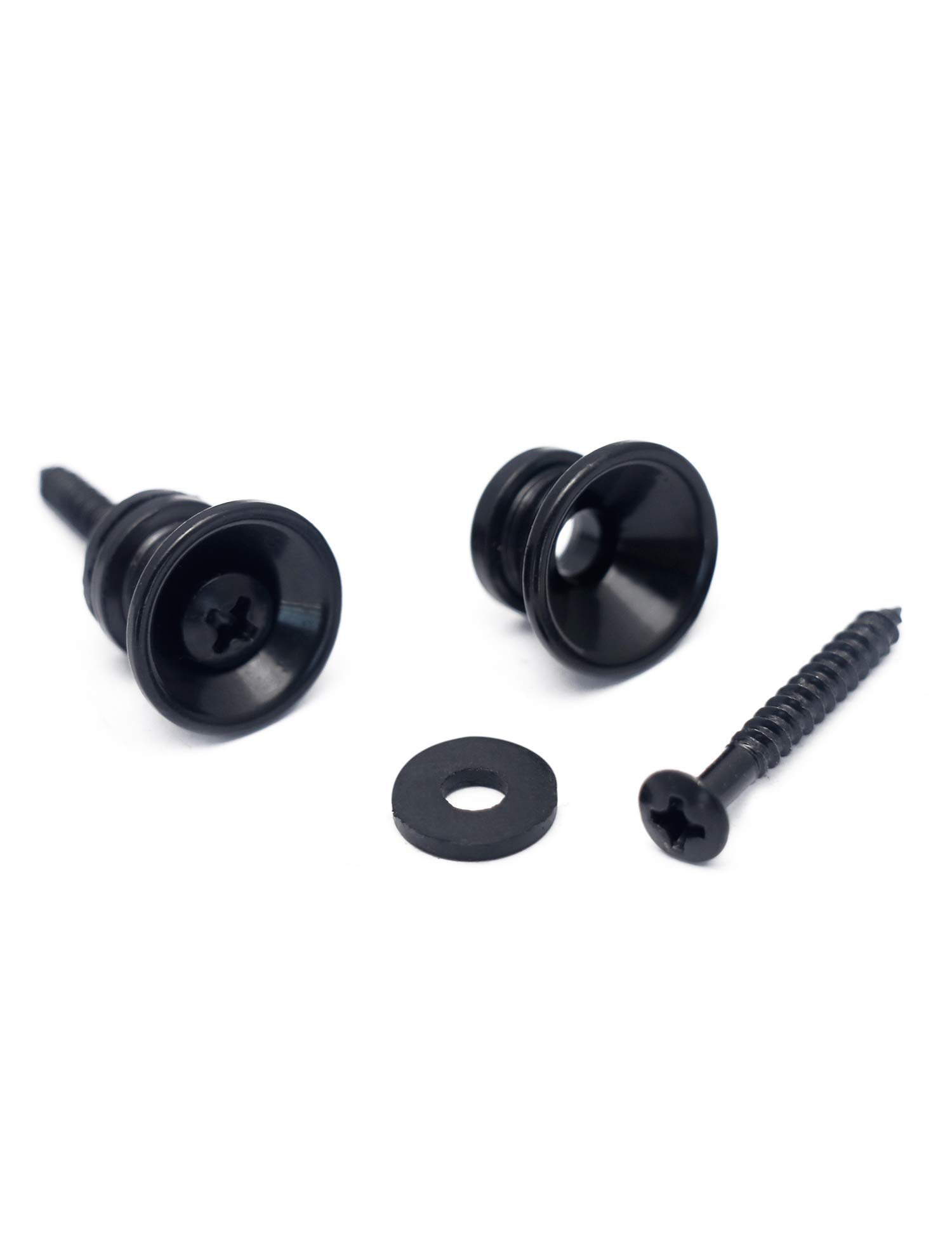 Metallor Guitar Strap Locks and Buttons End Pins with Mounting Screws and Washers for Electric Guitar Bass Acoustic Guitar Ukulele Mandolin. (Black)