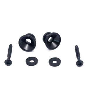 Metallor Guitar Strap Locks and Buttons End Pins with Mounting Screws and Washers for Electric Guitar Bass Acoustic Guitar Ukulele Mandolin. (Black)