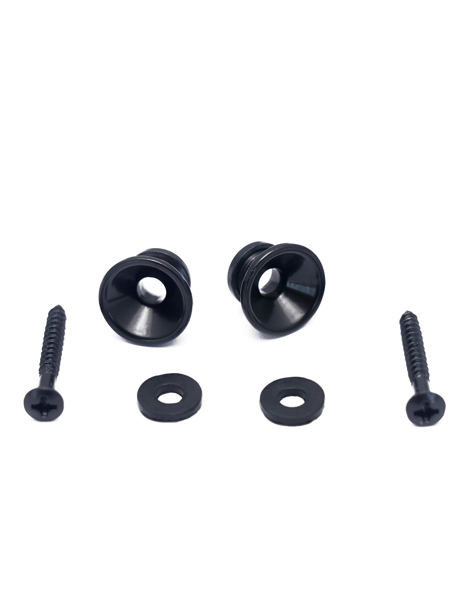 Metallor Guitar Strap Locks and Buttons End Pins with Mounting Screws and Washers for Electric Guitar Bass Acoustic Guitar Ukulele Mandolin. (Black)