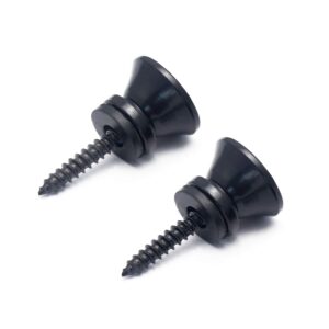 Metallor Guitar Strap Locks and Buttons End Pins with Mounting Screws and Washers for Electric Guitar Bass Acoustic Guitar Ukulele Mandolin. (Black)