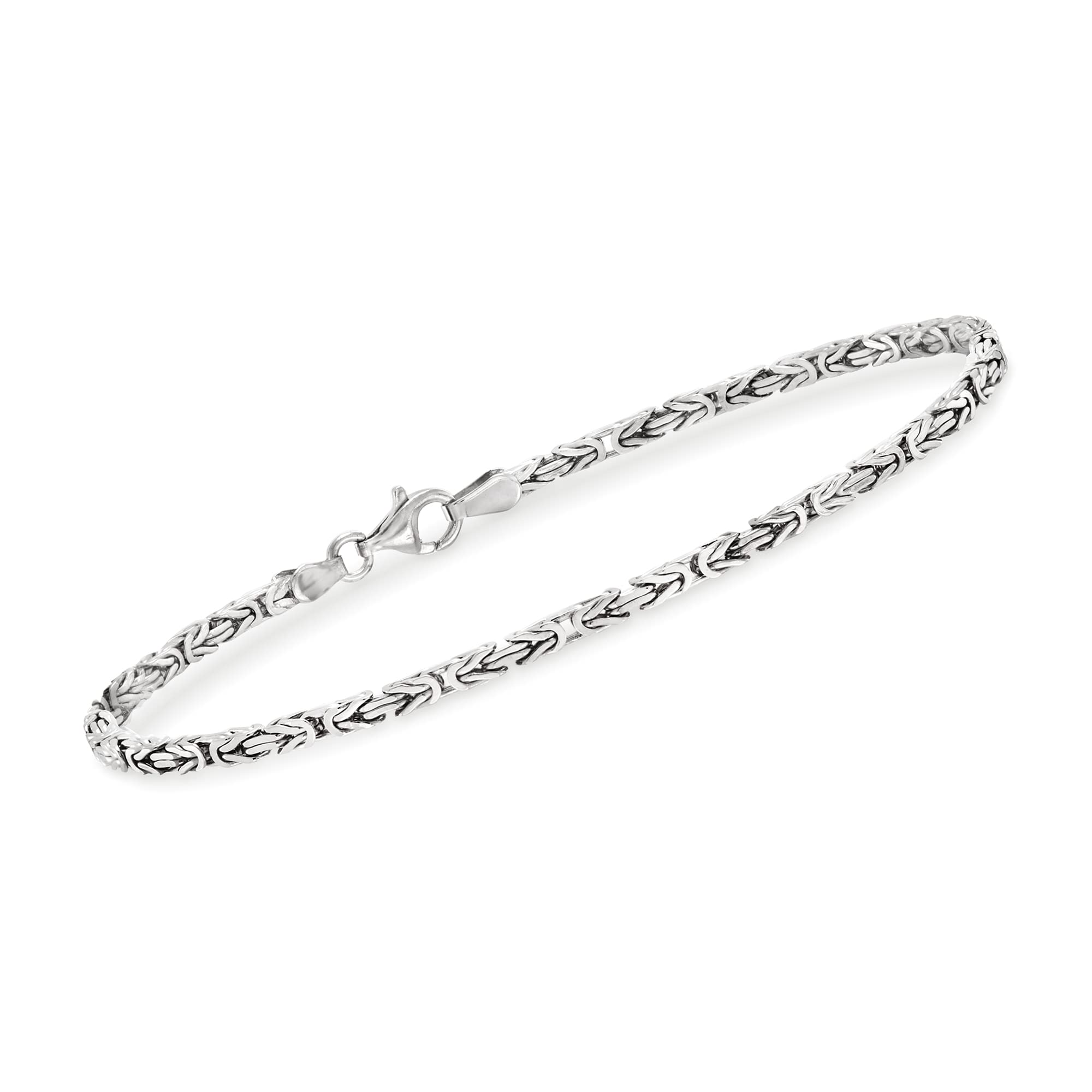 Ross-Simons 2.3mm Sterling Silver Square Byzantine Bracelet. 7 inches