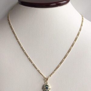 ALEX AND ELSA 14K REAL GOLD HAMSA BLUE EVIL EYE NECKLACE 18" LONG / 14K ORO PURO CADENA DE MANO Y OJO 18" LARGO