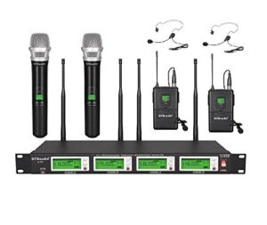 gtd audio 4x800 selectable frequency channels uhf diversity wireless hand-held/lavalier/lapel/headset microphone mic system 400fts