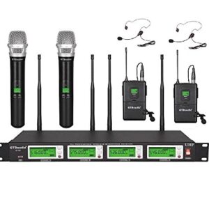 GTD Audio 4x800 Selectable Frequency Channels UHF Diversity Wireless Hand-held/Lavalier/Lapel/Headset Microphone Mic System 400fts