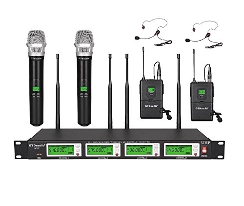 GTD Audio 4x800 Selectable Frequency Channels UHF Diversity Wireless Hand-held/Lavalier/Lapel/Headset Microphone Mic System 400fts