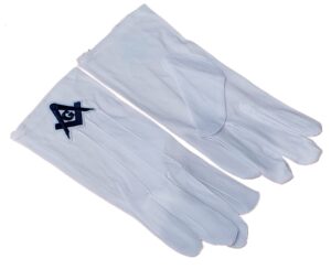 deura freemason mason masonic white gloves blue lodge embroidered g logo square & compass