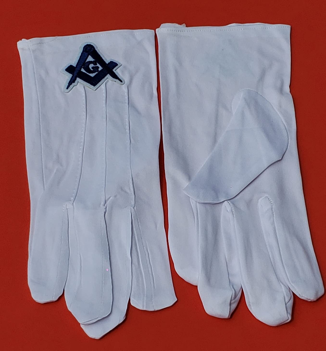 DEURA Freemason Mason Masonic White Gloves Blue Lodge Embroidered G Logo Square & Compass