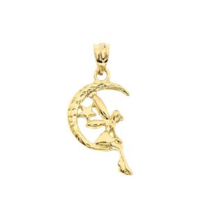 calirosejewelry 14k tinkerbell fairy tale on the moon charm pendant in yellow gold