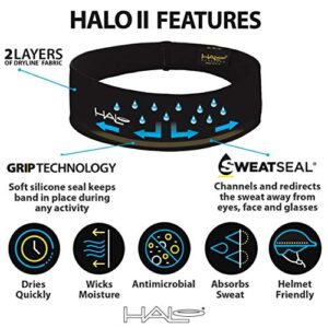 Halo Headband AIR Series - Black - Halo II - Pullover Headband-Patented Lightweight, Absorbent Moisture Wicking Headband - Channels Sweat Away from Your Eyes and Face, One Size