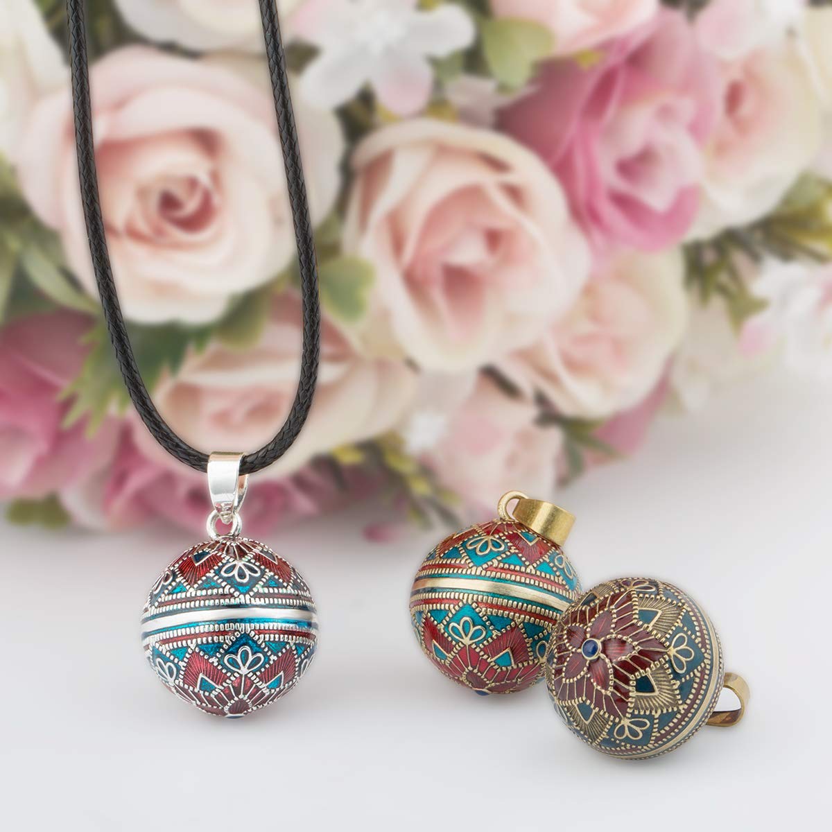 EUDORA Harmony Necklace Pregnancy Silver Plated Angel Chime Caller Mexico Bola Ball Music Prayer Pregnancy Bell Gift for Mother Wife