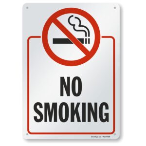 smartsign 14 x 10 inch “no smoking” metal sign with symbol, screen printed, 40 mil laminated rustproof aluminum, red, black and white, made in usa