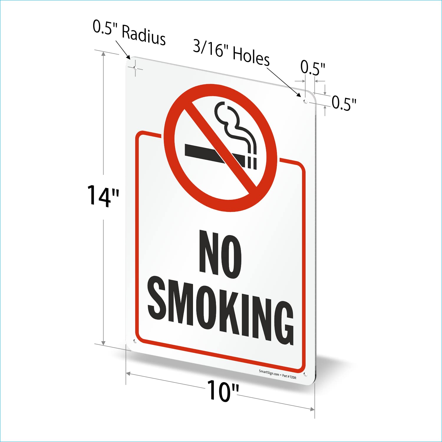 SmartSign 14 x 10 inch “No Smoking” Metal Sign with Symbol, Screen Printed, 40 mil Laminated Rustproof Aluminum, Red, Black and White, Made in USA