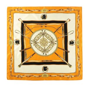 ANDANTINO 100% Real Mulberry Silk Scarf -21'' x 21''- Lightweight Neckerchief –Women Men Small Square Digital Printed Scarves (Orange)