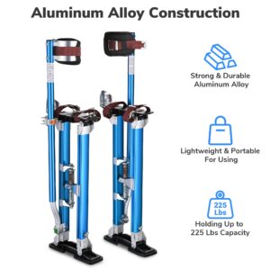 ZeHuoGe Blue Drywall Stilts 24"-40" with Knee Pads Protection, Adjustable Aluminum Tool Stilt for Painting Taping or Cleaning (Blue 24" - 40")