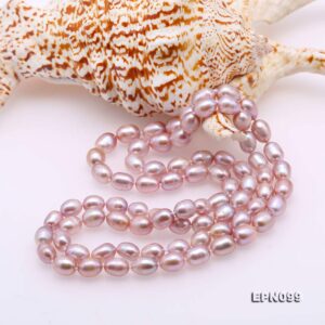 JYX Long Strand Pearl Necklace 7-8mm Oval Freshwater Pearl Sweater Necklace Opera Length 32" (Lavender) (Lavender)