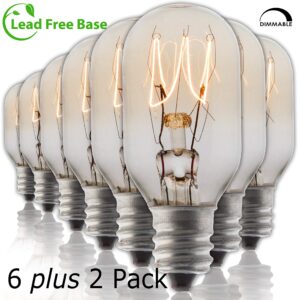 Salt Rock Lamp Bulb 8 Pack 15 Watt Replacement Bulbs for Himalayan Salt Lamps & Baskets, Scentsy Plug-in & Wax Warmers, Night Lights. T20 E12 Socket with Candelabra Base, Clear