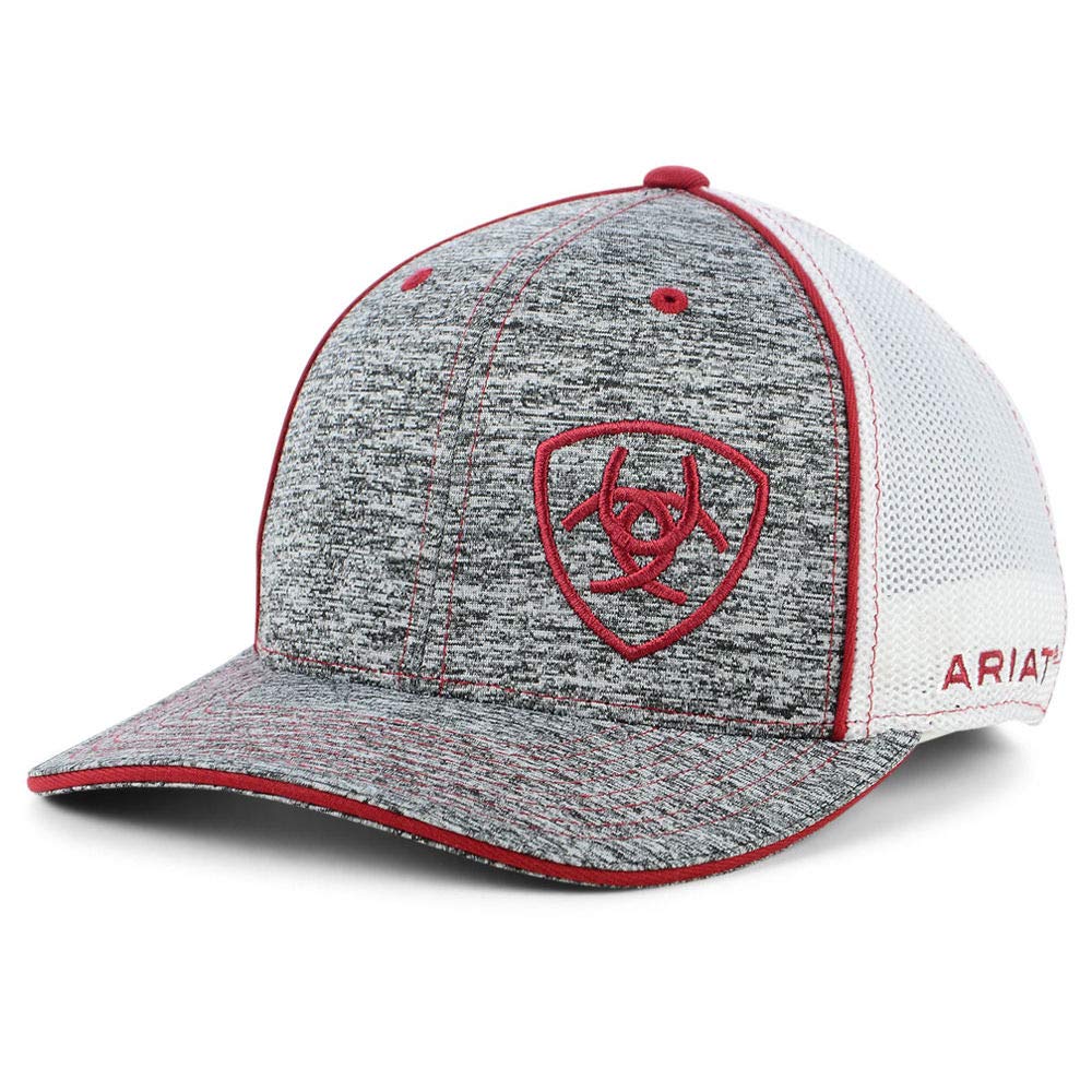 ARIAT Embroidered Shield Flexfit Cap Heather/Burgundy One Size