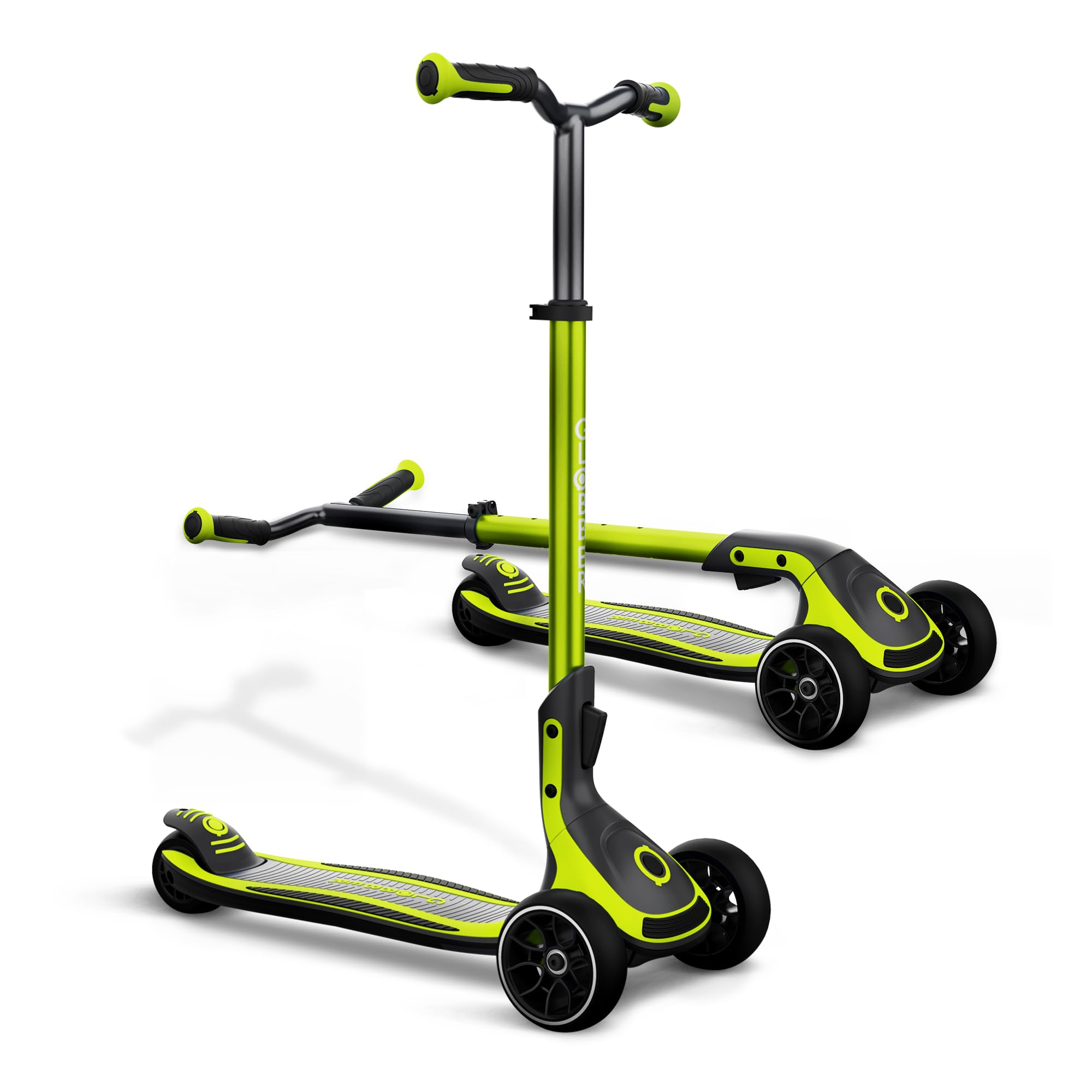 Globber Ultimum Scooter | 3-Wheel Kick Scooter for Adults & Kids 5+ | Foldable Kick Scooter with Safe, Non-Slip Deck & Premium Brakes (Lime Green)