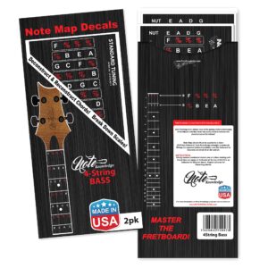 Bass Guitar Fretboard Note Map Decals/Stickers for Learning Notes, Chords & Scales.