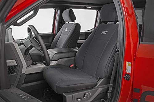 Rough Country Neoprene Seat Covers for Ford F-150 (15-23)/F-250/350 (17-23) - UV & Water Resistant F150 Seat Covers, Foam Padded Seat Covers for Trucks Full Set - Front & Rear Covers