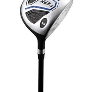 Aspire XD1 Men's Complete Golf Clubs Package Set Includes Titanium Driver, S.S. Fairway, S.S. Hybrid, S.S. 6-PW Irons, Putter, Bag, 3 H/C's Right Hand - Blue - Choose Size! (Regular Size, Right Hand)