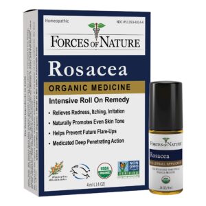 forces of nature natural, rosacea control (4ml) non gmo, no chemicals –fast acting, ease redness, pimples, dryness, & irritation, repair skin, regulate skin tone