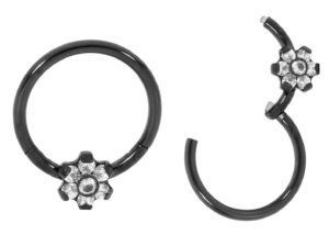 365 sleepers 316l surgical steel 16g unisex gem flower hinged hoop segment nose ring helix tragus septum earring body piercing jewelry