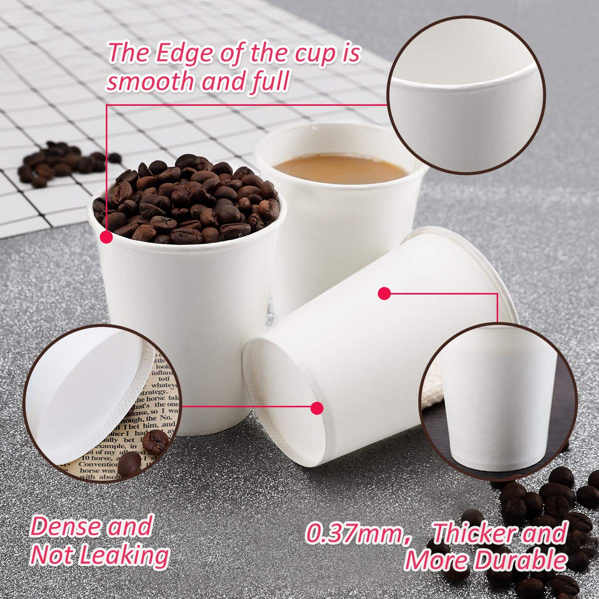 Paper Cups, 150 Pack 8 Oz Paper Cups, White Paper Coffee Cups 8 Oz Disposable White Hot Coffee Paper Cups Paper, 8 Oz Disposable Water Paper Cups Paper Water Cups, Coffee Cups Paper Cups Water Cups