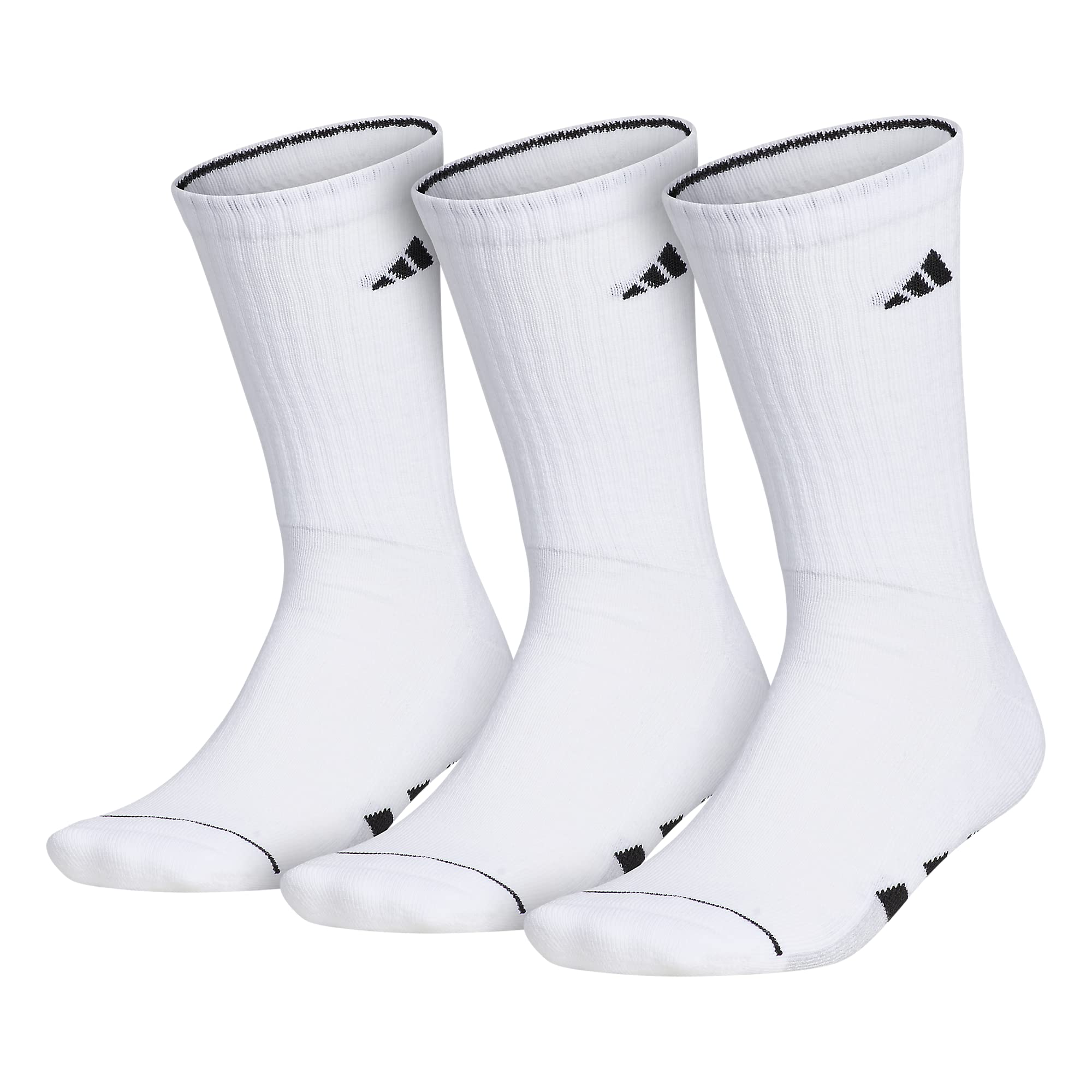 adidas Men's Cushioned Crew Socks (3-Pair), White/Black/Clear Onix Grey, Large