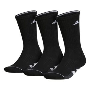 adidas men's cushioned crew socks (3-pair), black/white/onix grey, large