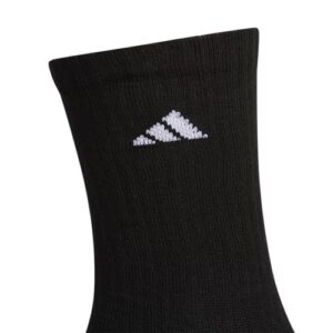 adidas Men's Cushioned Crew Socks (3-Pair), Black/White/Onix Grey, Large