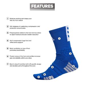 adidas Unisex Creator 365 Basketball Crew Socks (1-Pair), Collegiate Royal Blue/White, Large