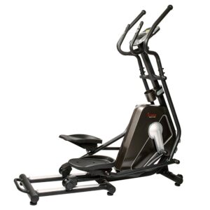 Sunny Health & Fitness Magnetic Elliptical Trainer Machine w/Device Holder, LCD Monitor, 265 LB Max Weight and Pulse Monitoring - Circuit Zone, Black (SF-E3862)