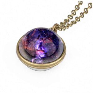 Galaxy Pendant Necklaces Nebula Double Sided Outer Space Glass Planet Necklace for Women Men Earth Globe Universe Jewelry Christmas Gifts 7