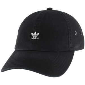 adidas originals women's mini logo relaxed adjustable cap, black/white, one size