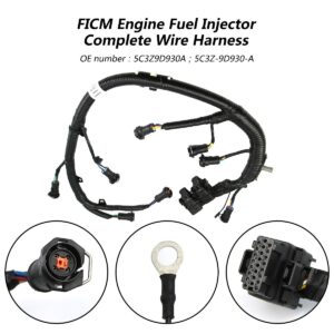 TIKSCIENCE FICM Engine Fuel Injector Complete Wire Harness 5C3Z9D930A Fit for Ford F250 F350 F450 F550 Excursion 2003 2004 2005 2006 2007 Powerstroke 6.0L Diesel, Black