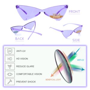 OLINOWL Triangle Thick Rimless Sunglasses One Piece Colored Transparent glasses For Women and Men