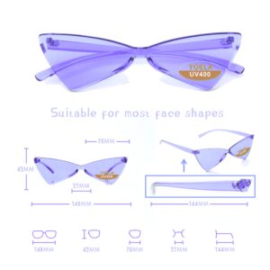 OLINOWL Triangle Thick Rimless Sunglasses One Piece Colored Transparent glasses For Women and Men