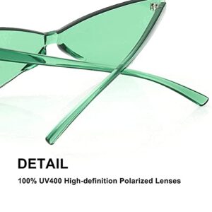 OLIN Triangle Thick Rimless Sunglasses One Piece Colored Transparent glasses For Women and Men, Green