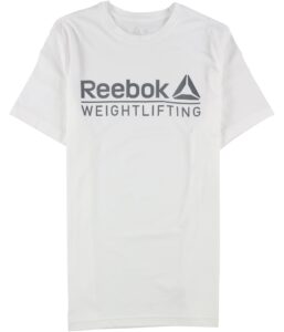 reebok weightlifting graphic short sleeve tee, white, medium