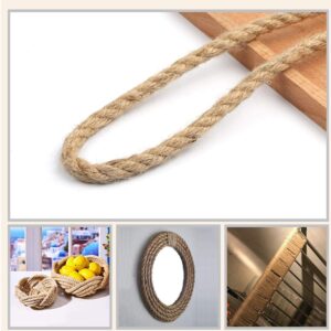 100% Natural Hemp Rope Twisted Strong Jute Rope 100 Feet 1/2 Inch 4 Ply Hemp Rope All Purpose Cord for Crafts, Home Decorative Landscaping Hanging Swing Rope