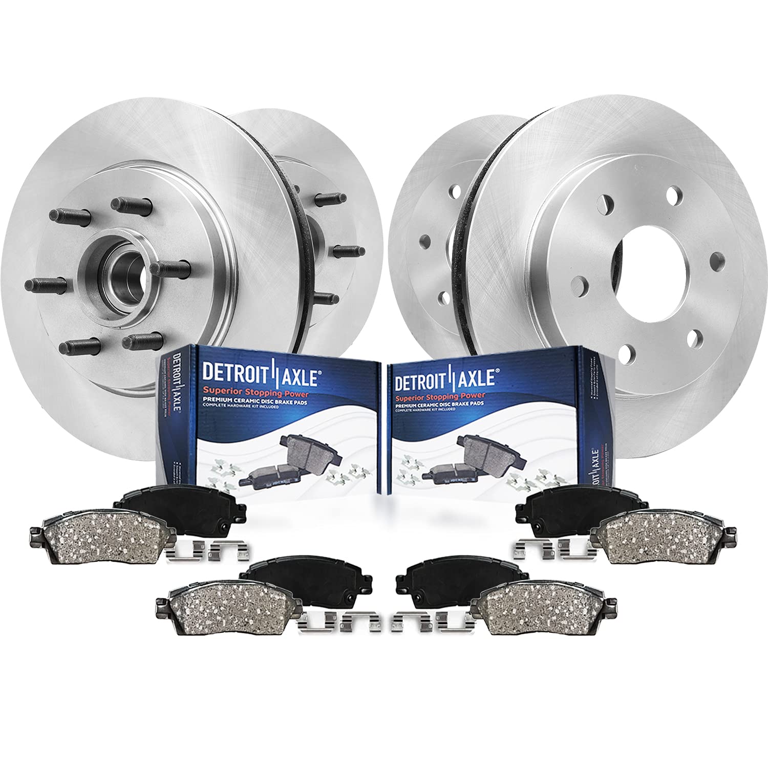 Detroit Axle - Brake Kit for 2WD 2004-2008 Ford F-150 2005 2006 2007 Disc Brake Rotors Ceramic Brakes Pads 6 Lugs Front and Rear 06-08 Lincoln Mark LT Replacement