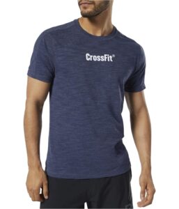 reebok crossfit marble melange cf tee, heritage navy, large